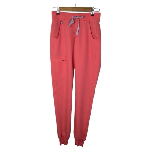 Figs Pants - Figs Zamora Jogger Scrub Pants in Hot Coral Size XXS/T.